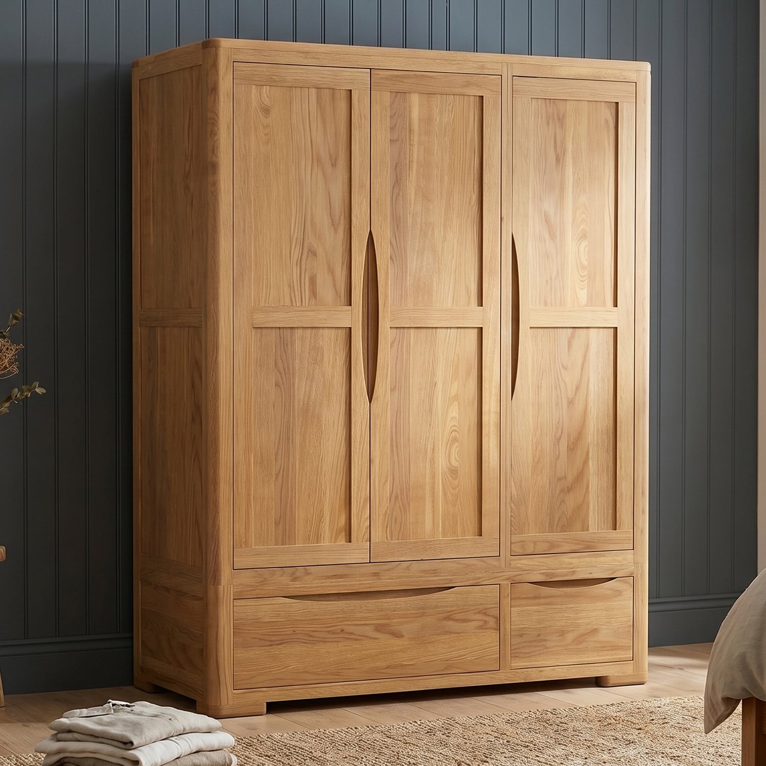 Harper Solid Oak Triple Wardrobe