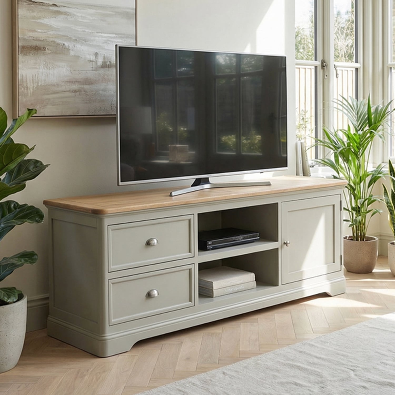 Brampton Soft Green Painted Super Wide TV Cabinet