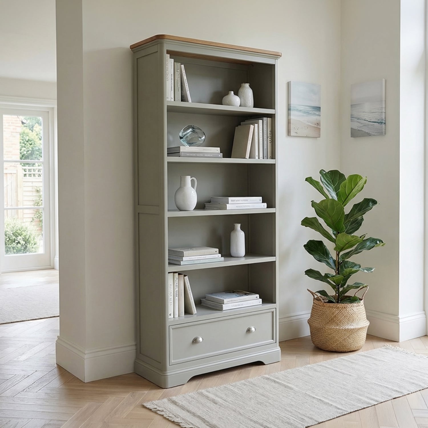 Brampton Soft Green Painted Tall Bookcase