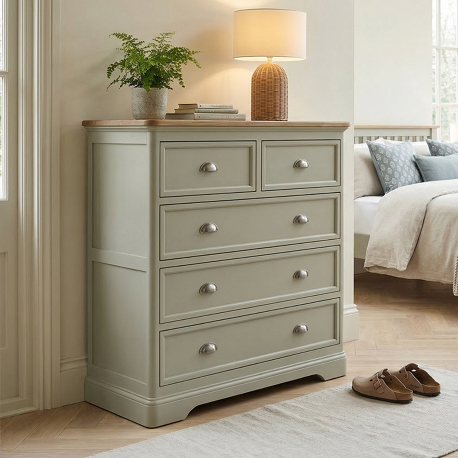Brampton Soft Green Painted 2 Over 3 Chest of Drawers