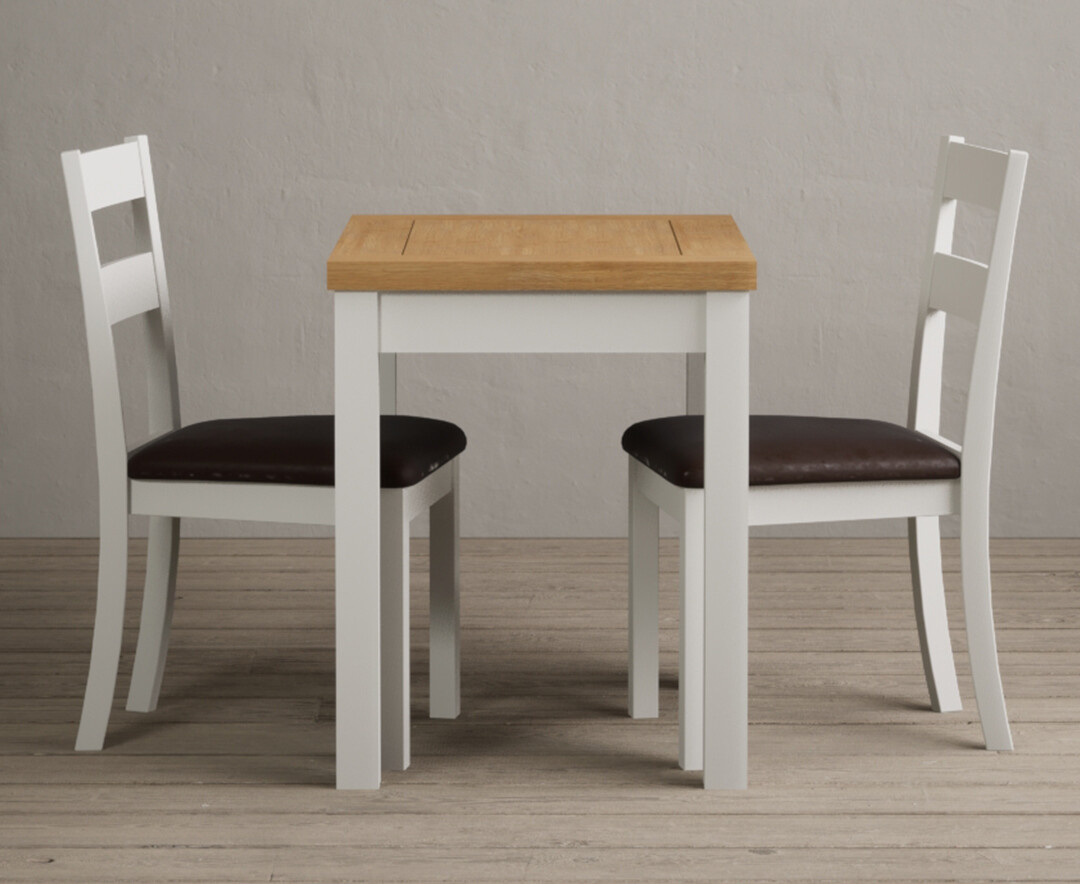 York 150cm Solid Oak Dining Table with 4 Light Grey York Chairs and 2 Oak Benches