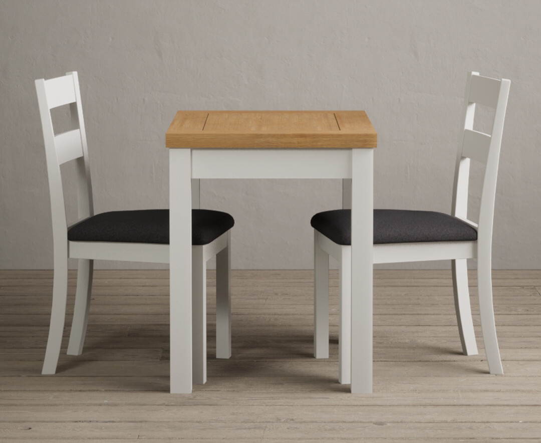 York 150cm Solid Oak Dining Table with 4 Light Grey York Chairs and 2 Oak Benches