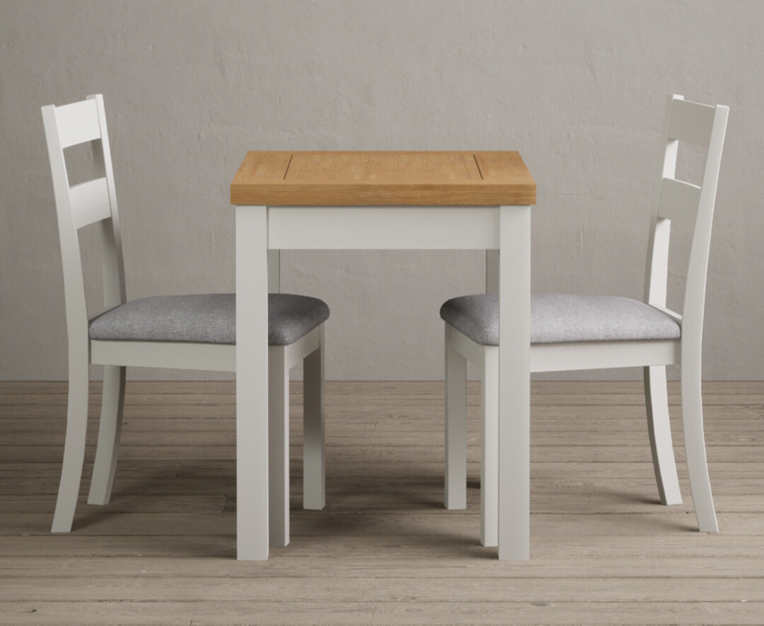 York 150cm Solid Oak Dining Table with 4 Light Grey York Chairs and 2 Oak Benches