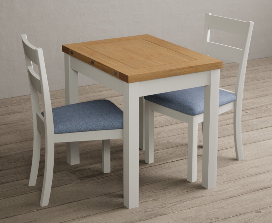 York 150cm Solid Oak Dining Table with 4 Light Grey York Chairs and 2 Oak Benches