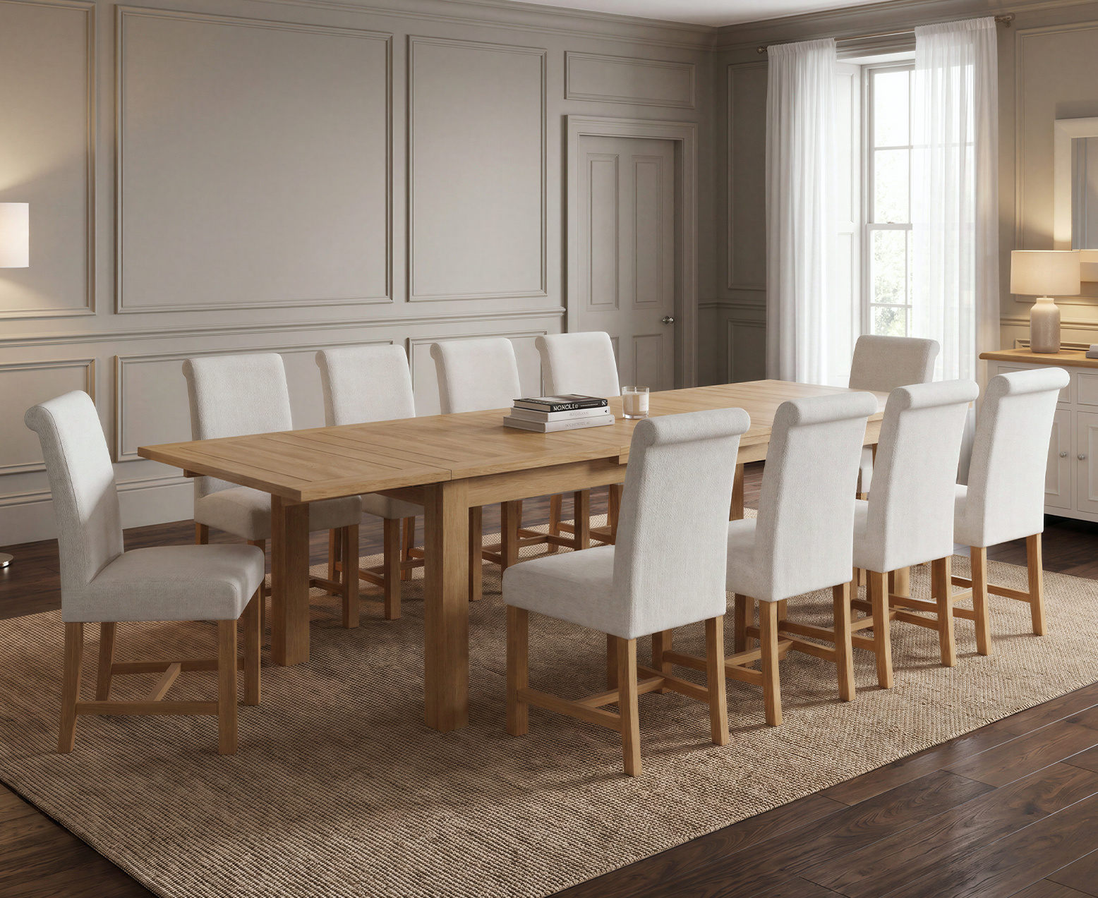 Bernini 110cm Glass Dining Table with 4 Grey Vigo Chairs