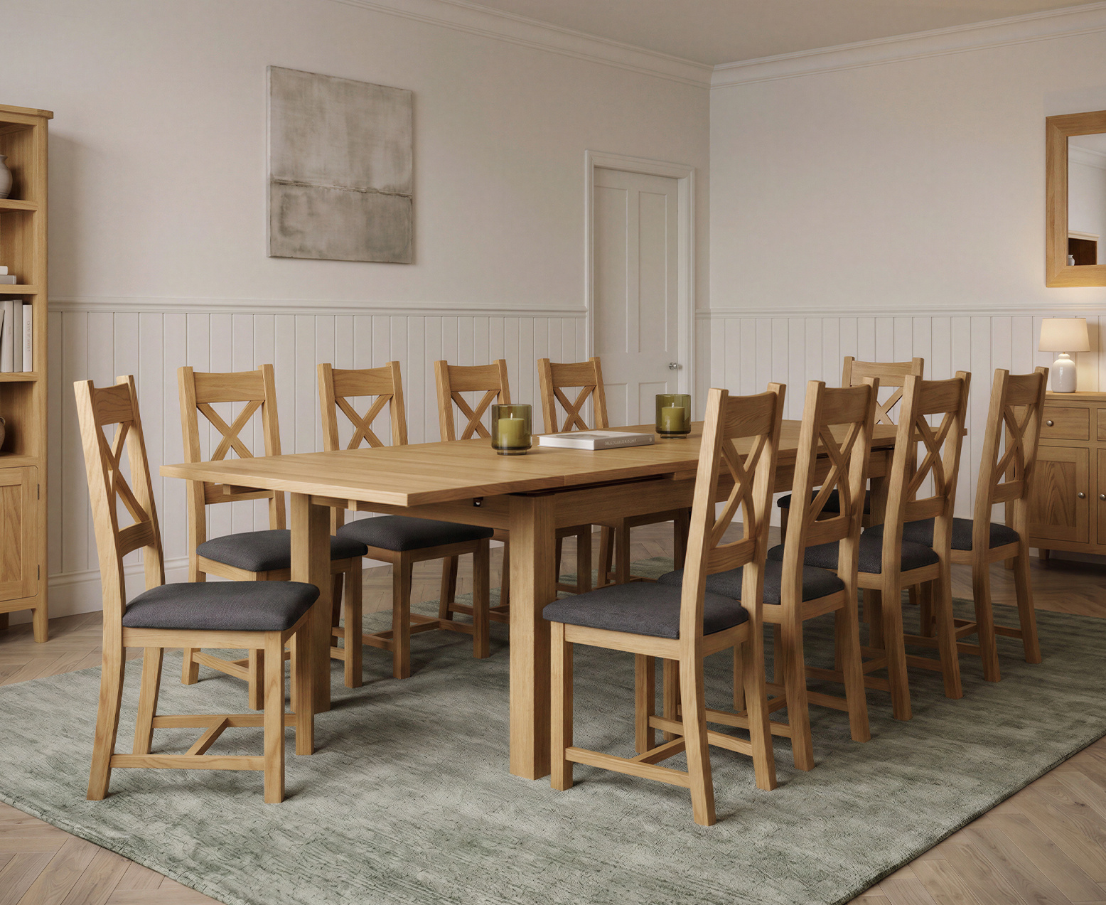 Colby 200cm Oval White Marble Dining Table with 6 Grey Lorenzo Chairs