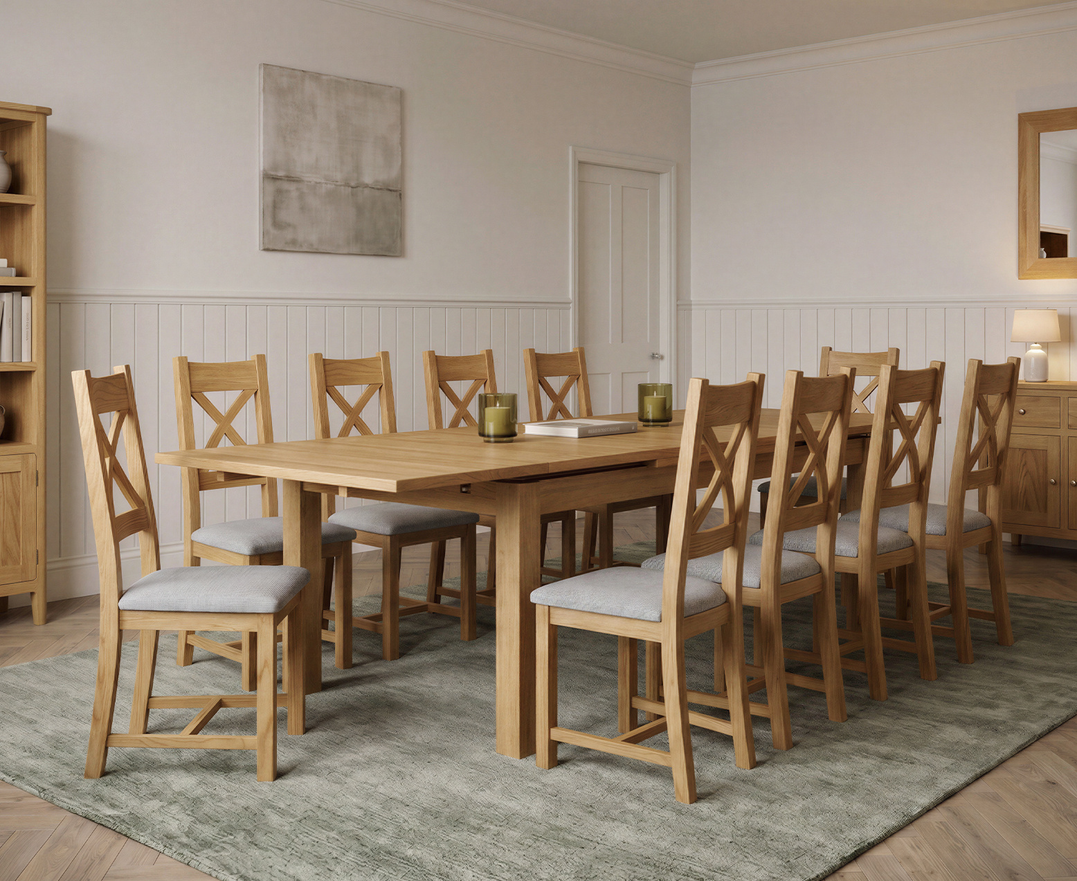 Colby 200cm Oval White Marble Dining Table with 6 Grey Lorenzo Chairs