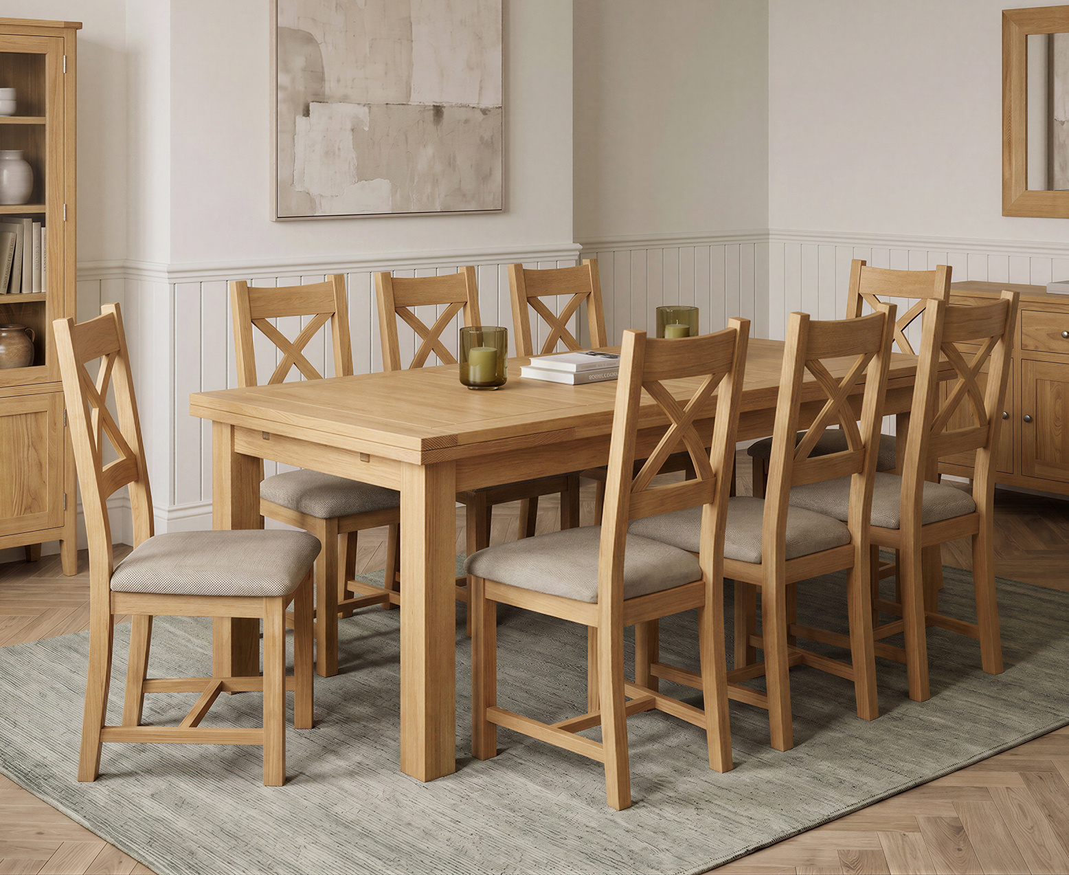 Bernini 110cm Glass Dining Table with 4 Grey Vigo Chairs