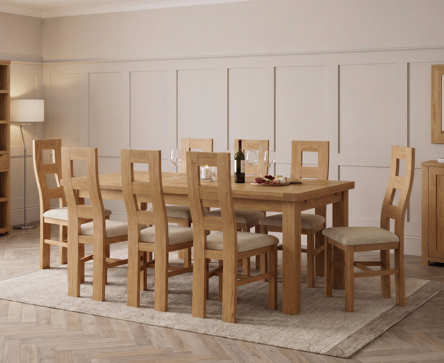 Colby 200cm Oval White Marble Dining Table with 6 Grey Lorenzo Chairs