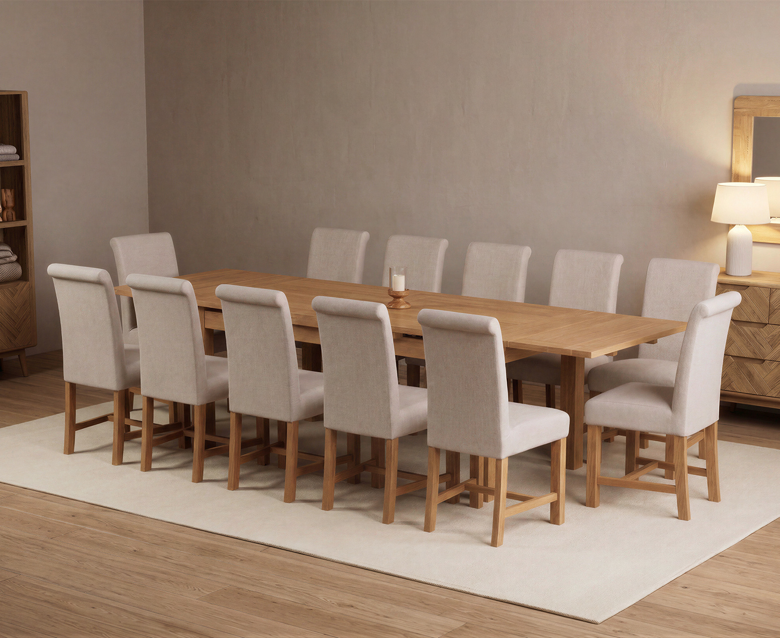 York 150cm Solid Oak Dining Table with 4 Light Grey York Chairs and 2 Oak Benches