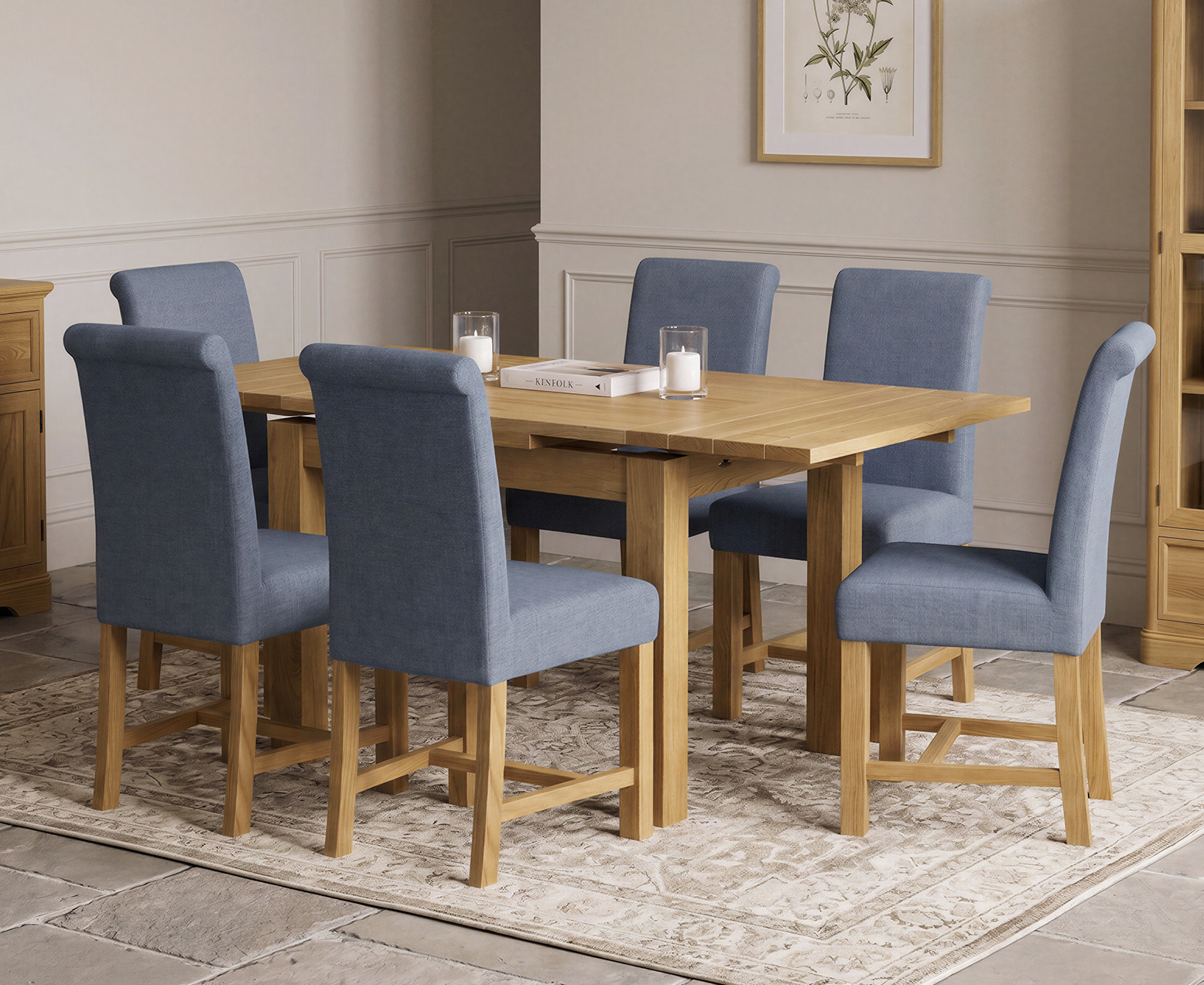 Colby 200cm Oval White Marble Dining Table with 6 Grey Lorenzo Chairs