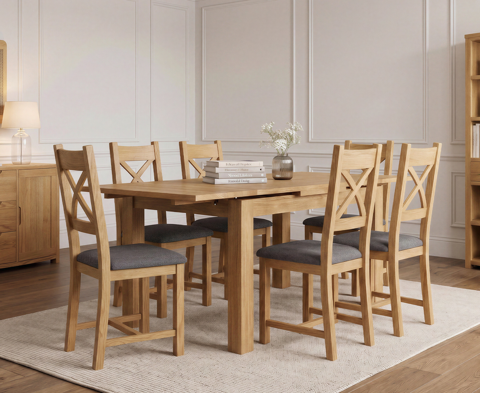 Colby 200cm Oval White Marble Dining Table with 6 Grey Sienna Chairs
