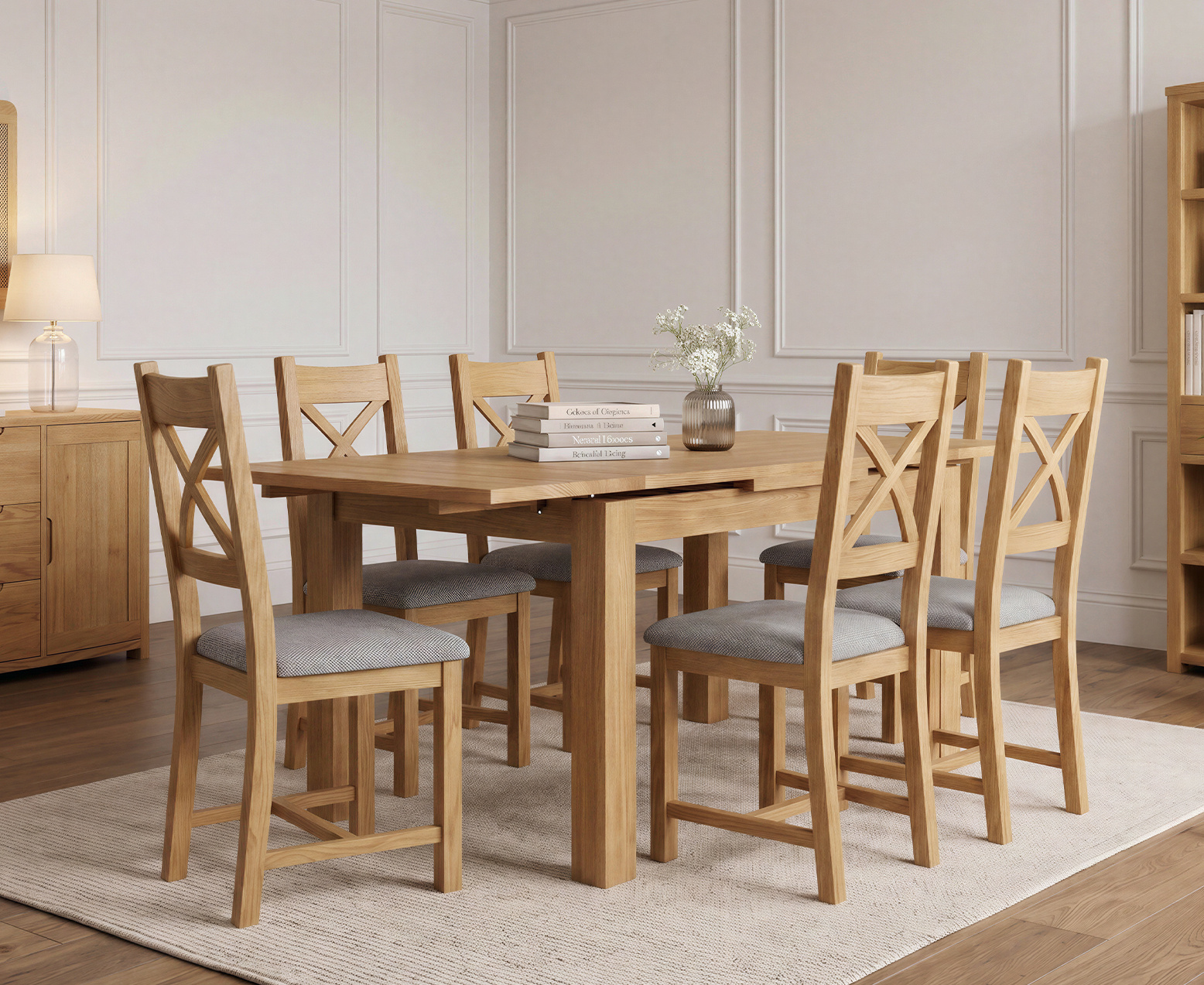Colby 200cm Oval White Marble Dining Table with 6 Grey Sienna Chairs