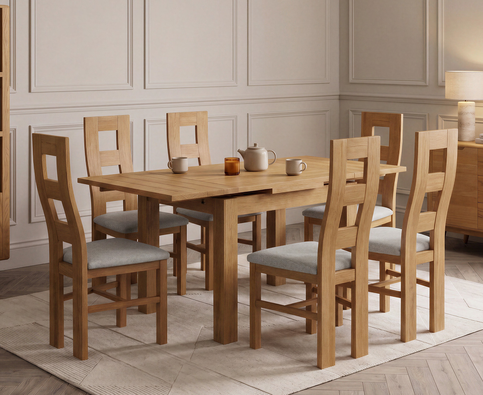 Colby 200cm Oval White Marble Dining Table with 6 Grey Sienna Chairs