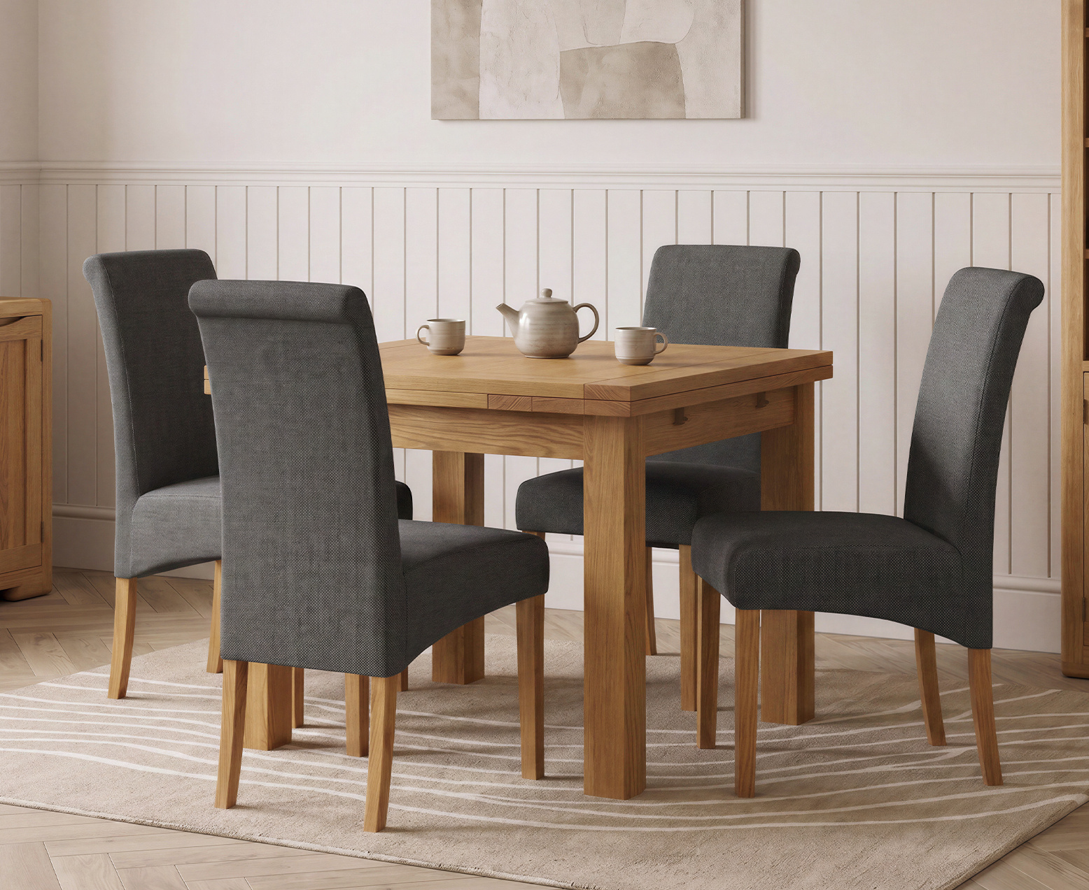 Colby 200cm Oval White Marble Dining Table with 6 Grey Sienna Chairs
