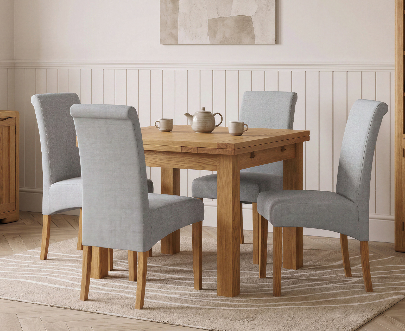 Colby 200cm Oval White Marble Dining Table with 6 Grey Sienna Chairs