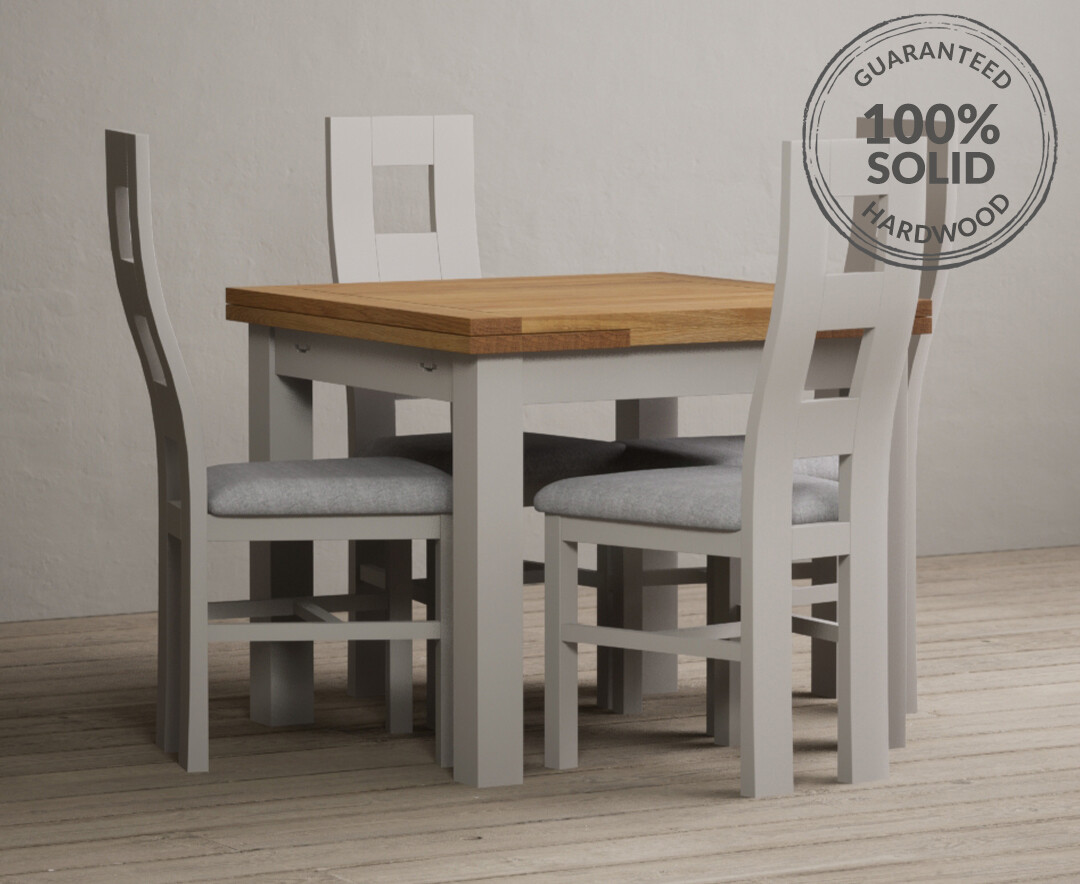 Extending Buxton 90cm Oak and Soft White Dining Table with Flow Back ...