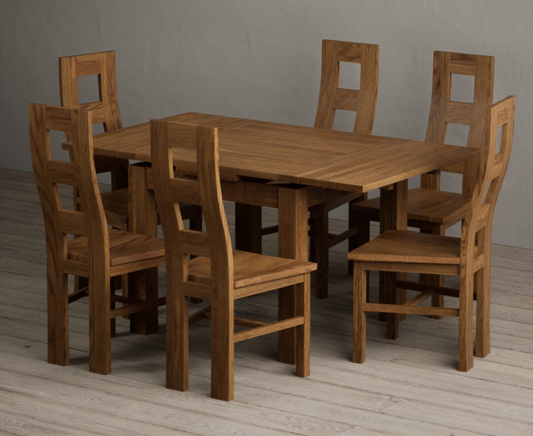 York 150cm Solid Oak Dining Table with 4 Light Grey York Chairs and 2 Oak Benches
