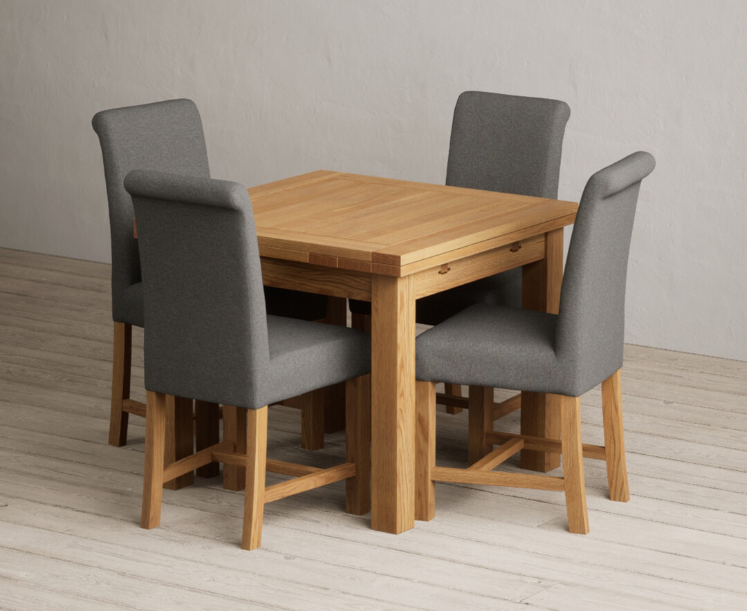 Extending Buxton 90cm Solid Oak Dining Table with 6 Natural Scroll Back Chairs Extending Buxton 90cm Solid Oak Dining Table with 6 Natural Scroll Back Chairs