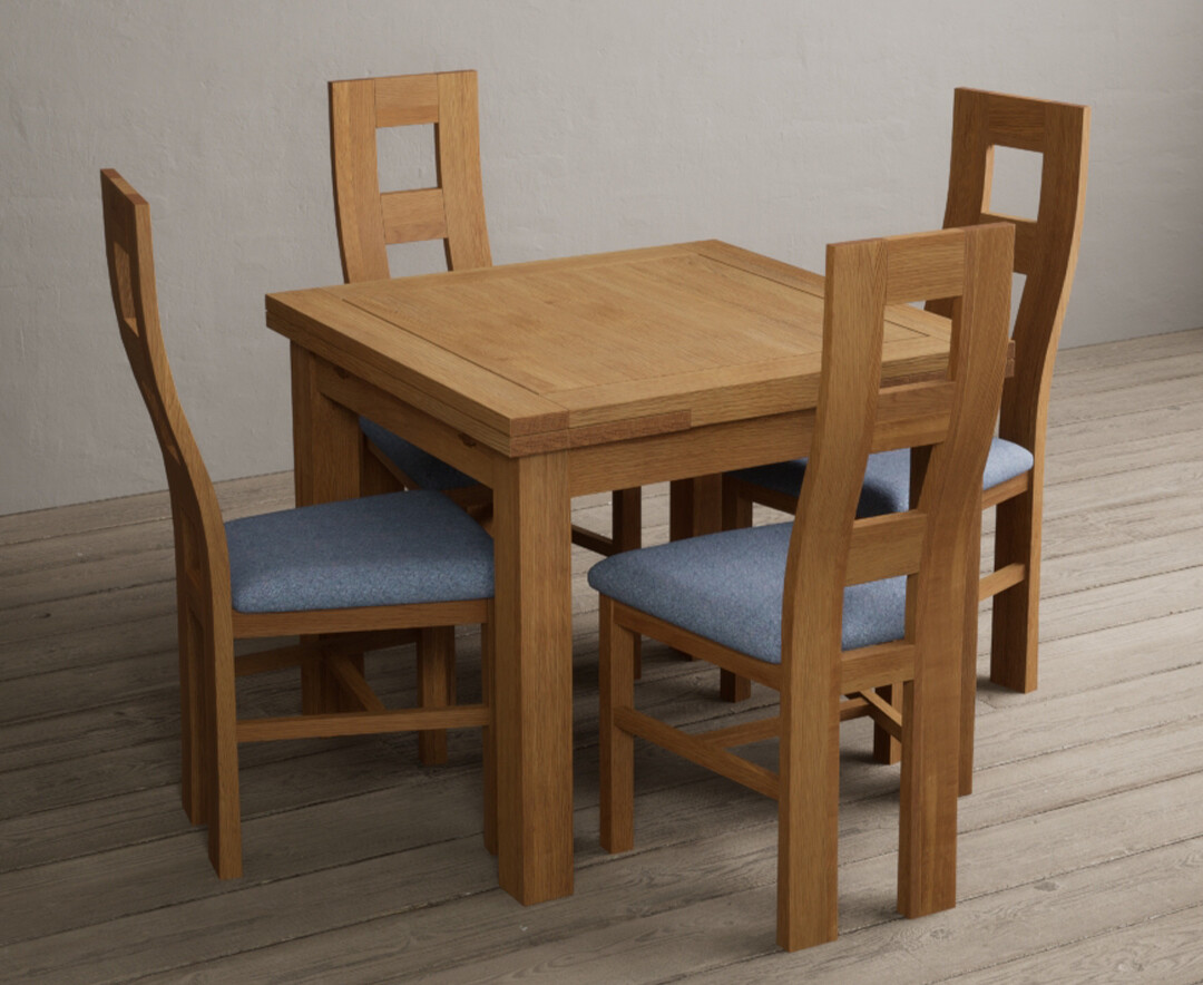 Extending Buxton 90cm Solid Oak Dining Table with 6 Brown Natural Chairs