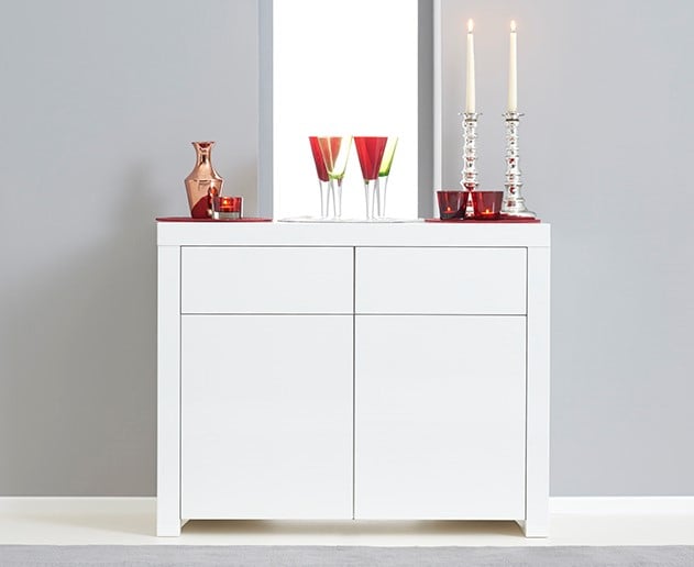 Newark 2 Door 2 Drawer White High Gloss Sideboard
