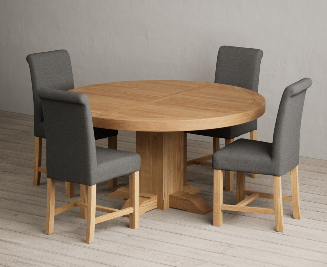 Helmsley 150cm Round Oak Dining Table with 8 Natural Braced Chairs