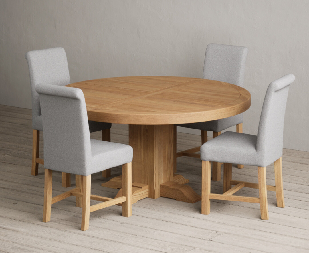 Helmsley 150cm Round Oak Dining Table with 8 Natural Braced Chairs