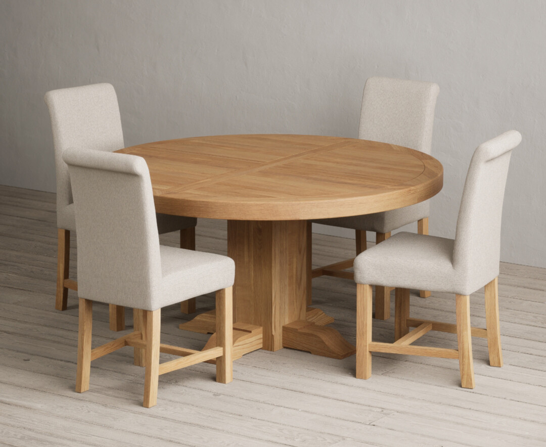Helmsley 150cm Round Oak Dining Table with 8 Natural Braced Chairs