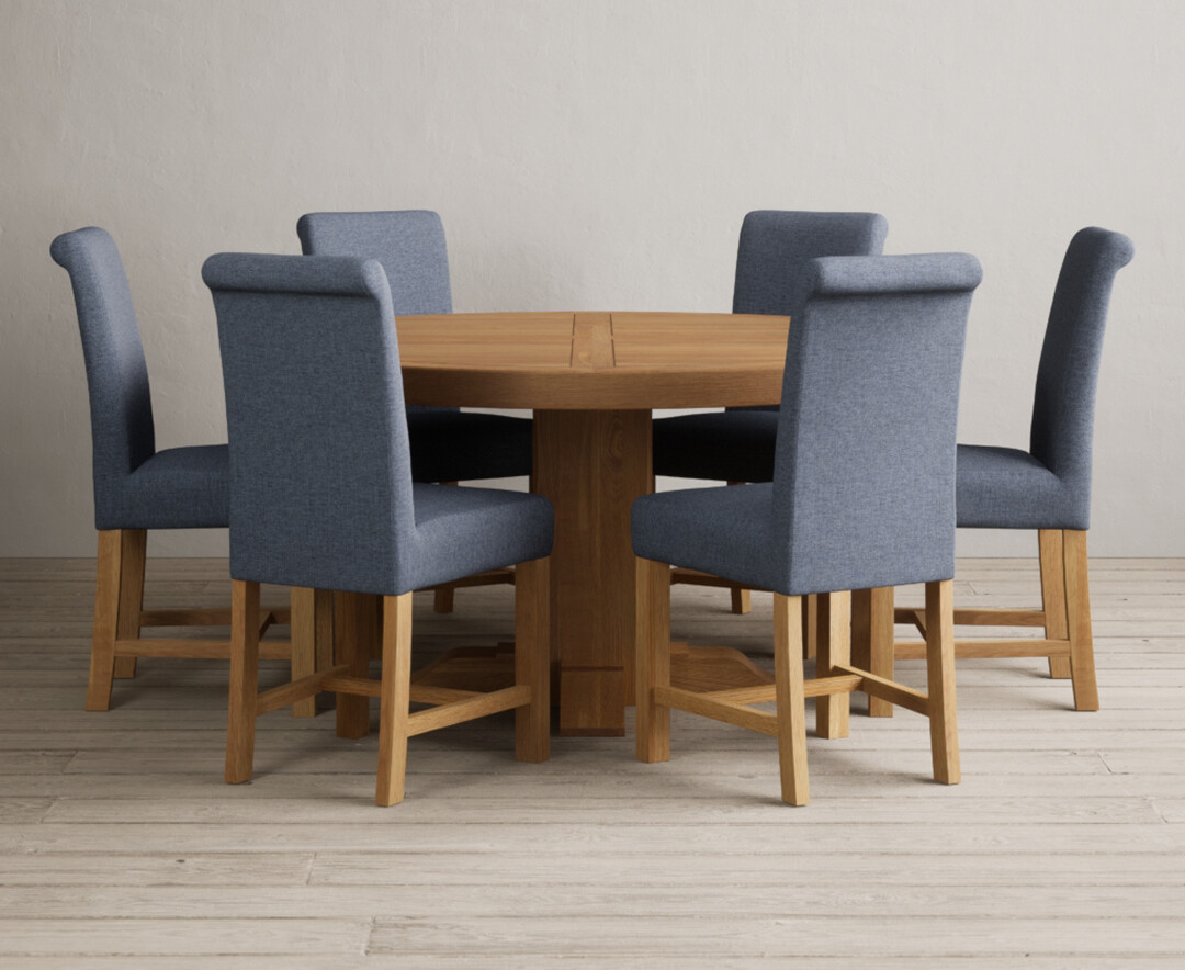 Helmsley 150cm Round Oak Dining Table with 8 Natural Braced Chairs