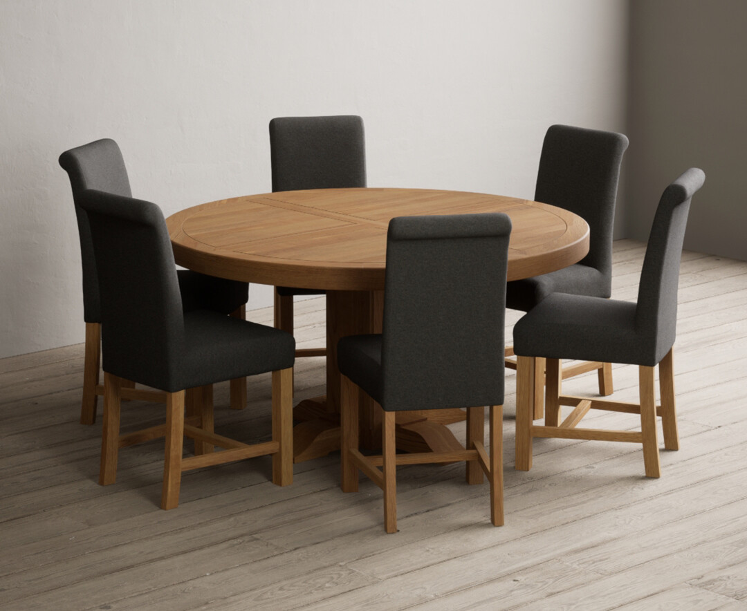 York 150cm Solid Oak Dining Table with 4 Light Grey York Chairs and 2 Oak Benches