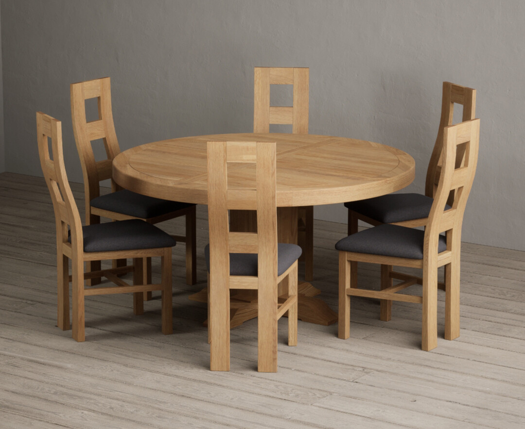 York 150cm Solid Oak Dining Table with 4 Light Grey York Chairs and 2 Oak Benches