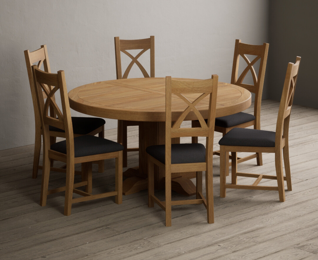 York 150cm Solid Oak Dining Table with 4 Light Grey York Chairs and 2 Oak Benches