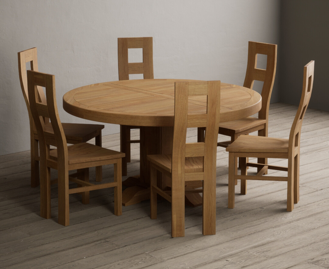 York 150cm Solid Oak Dining Table with 4 Light Grey York Chairs and 2 Oak Benches
