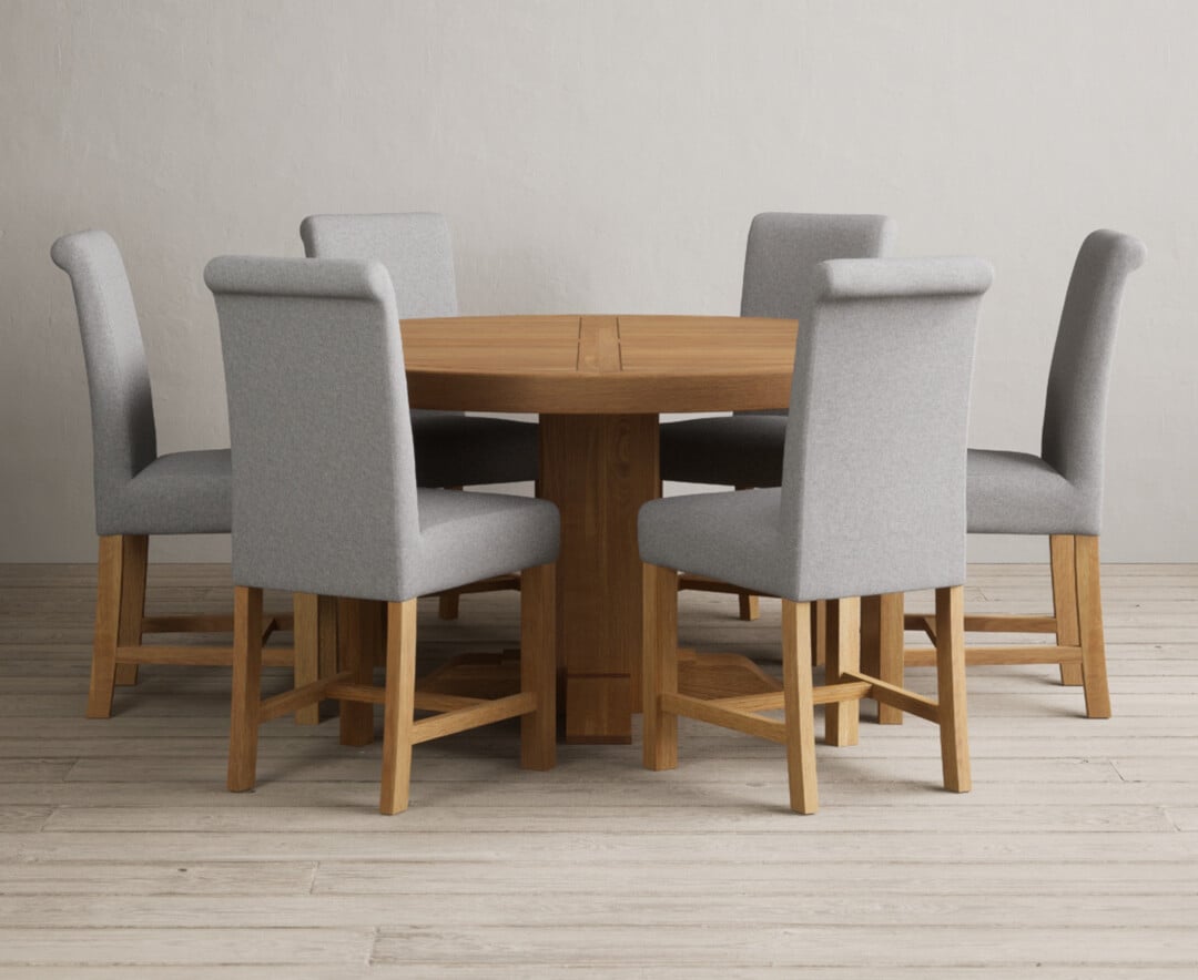 Helmsley 150cm Round Oak Dining Table with 8 Natural Braced Chairs