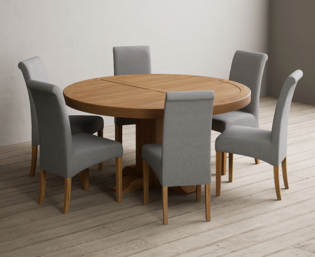 York 150cm Solid Oak Dining Table with 4 Light Grey York Chairs and 2 Oak Benches