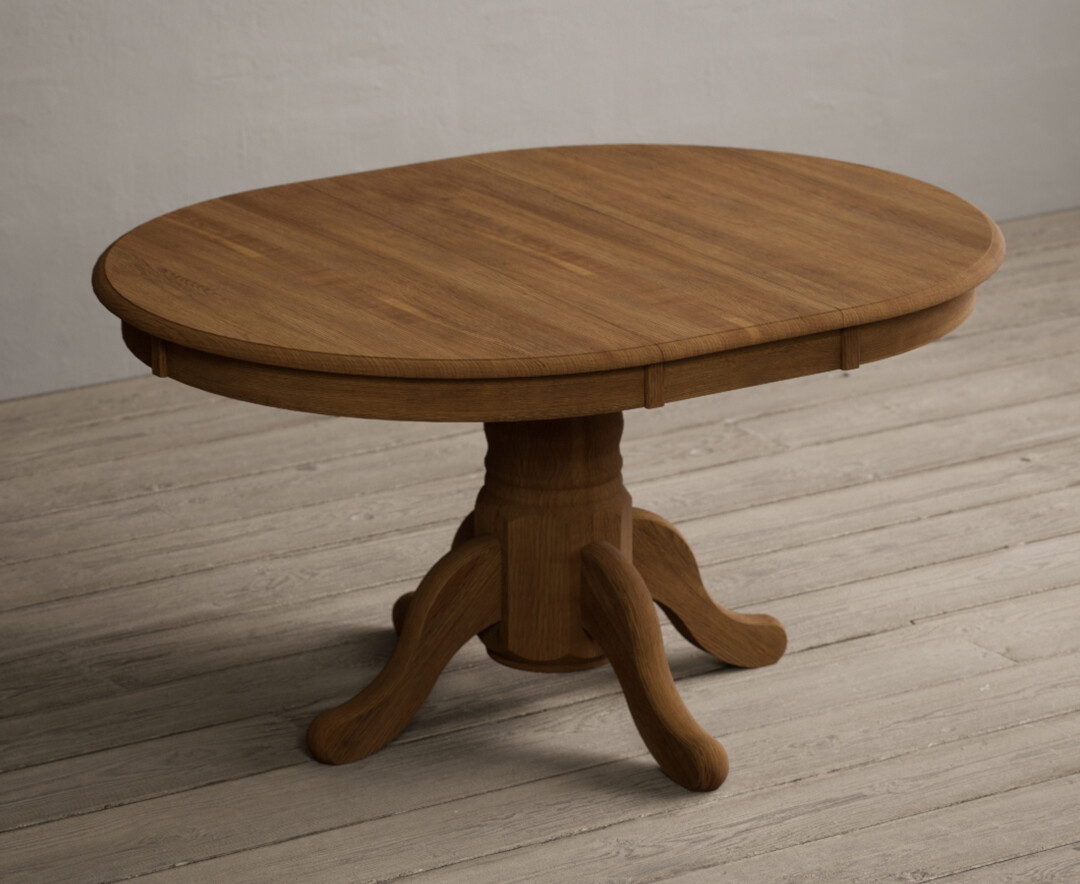 Extending Hertford 100cm - 130cm Rustic Oak Pedestal Dining Table