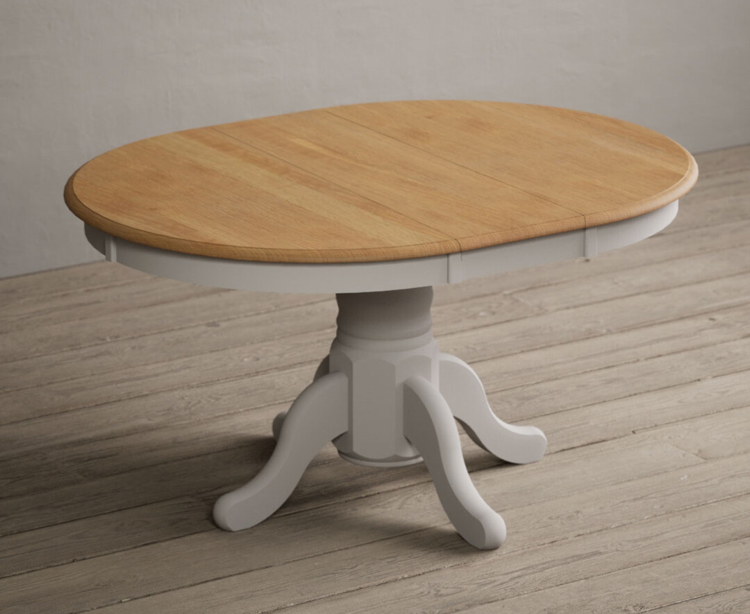 Extending Hertford 100cm - 130cm Oak And Soft White Painted Pedestal Dining Table