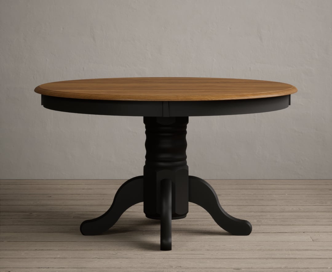 Hertford 120cm Fixed Top Oak and Black Painted Dining Table