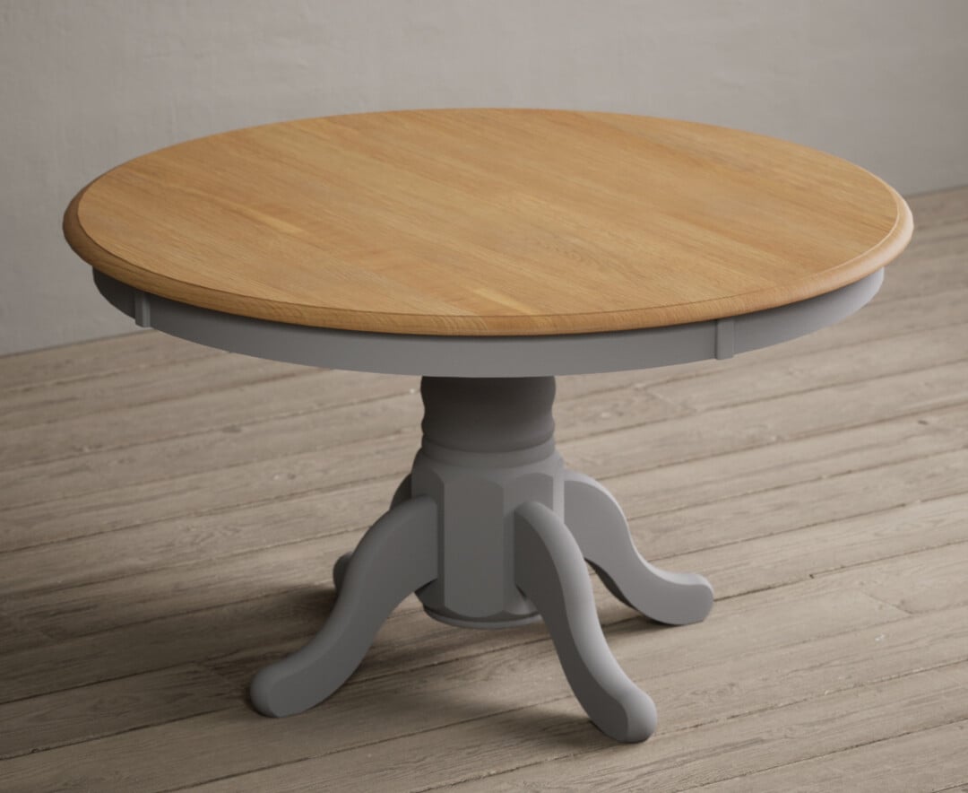 Hertford 120cm Fixed Top Oak and Light Grey Painted Dining Table