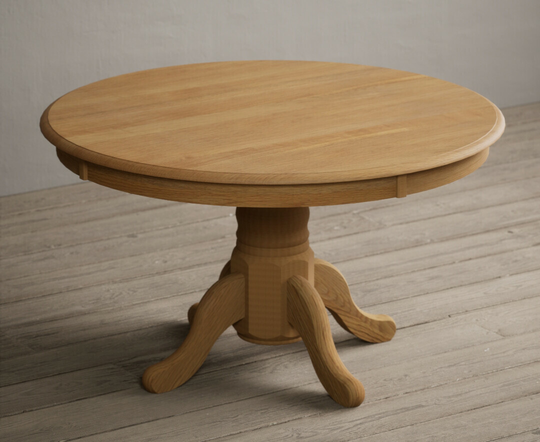 Hertford 120cm Fixed Top Solid Oak Dining Table with 4 Blue Braced Chairs