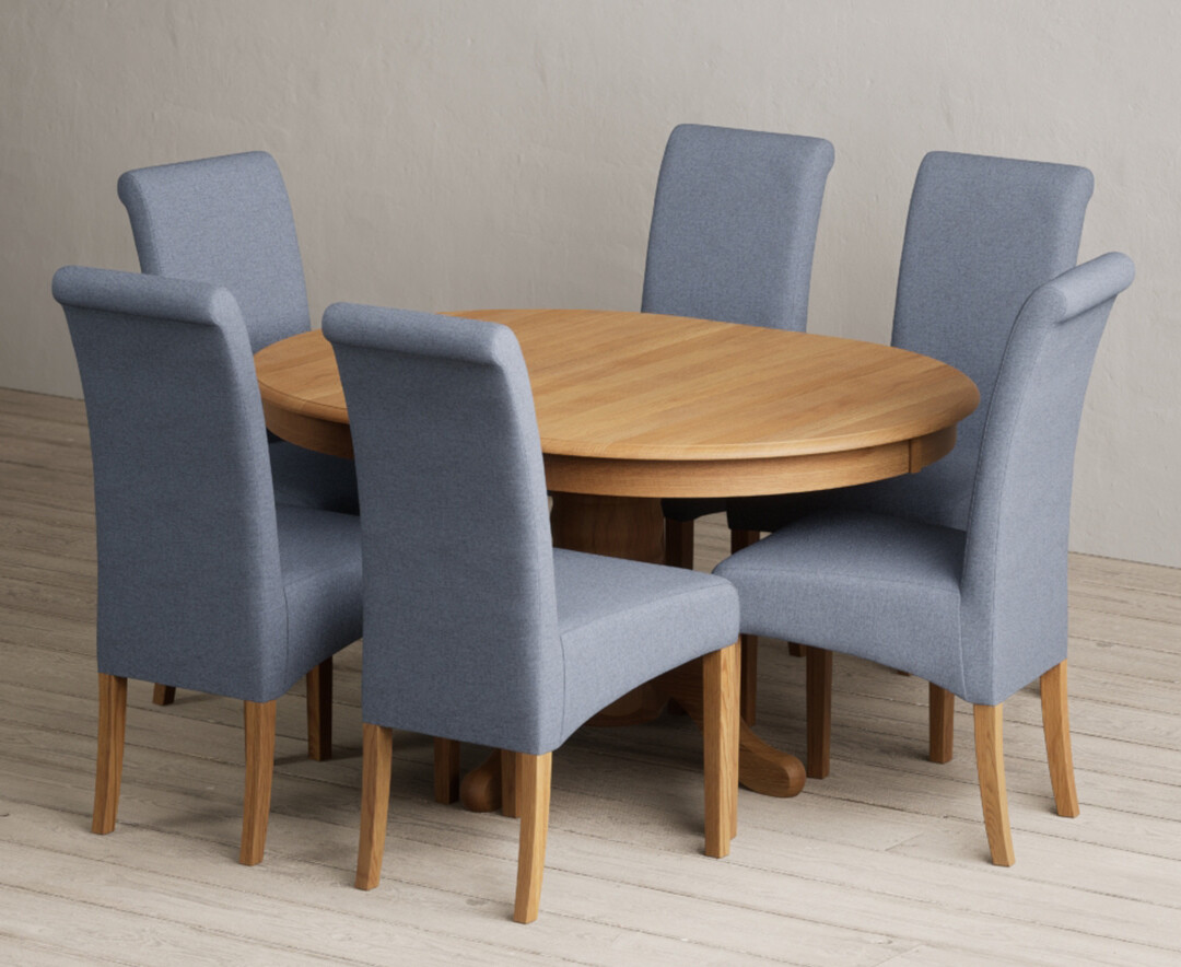 Extending Hertford 100cm - 130cm Solid Oak Pedestal Dining Table With 4 Charcoal Grey Scroll Back Chairs