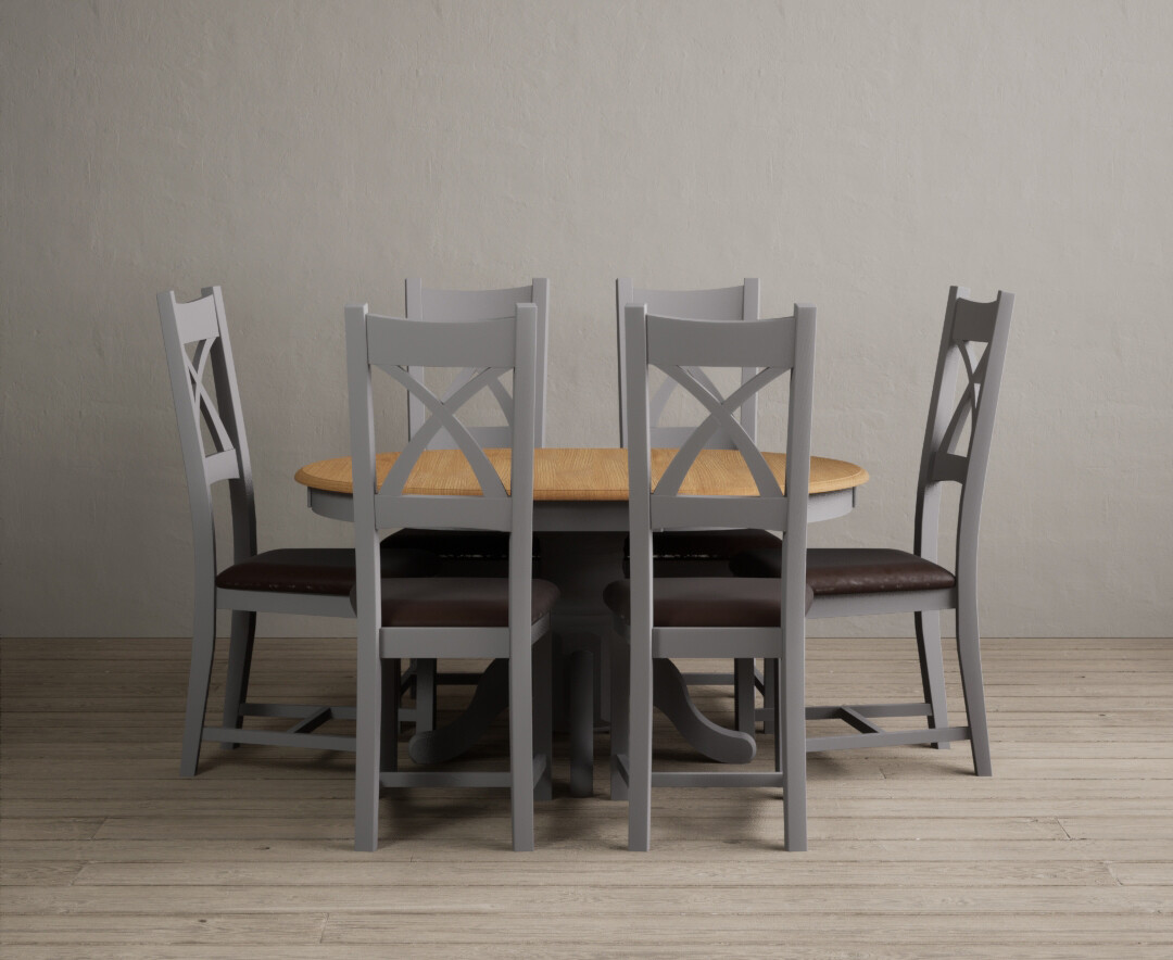 Colby 200cm Oval White Marble Dining Table with 6 Grey Sienna Chairs