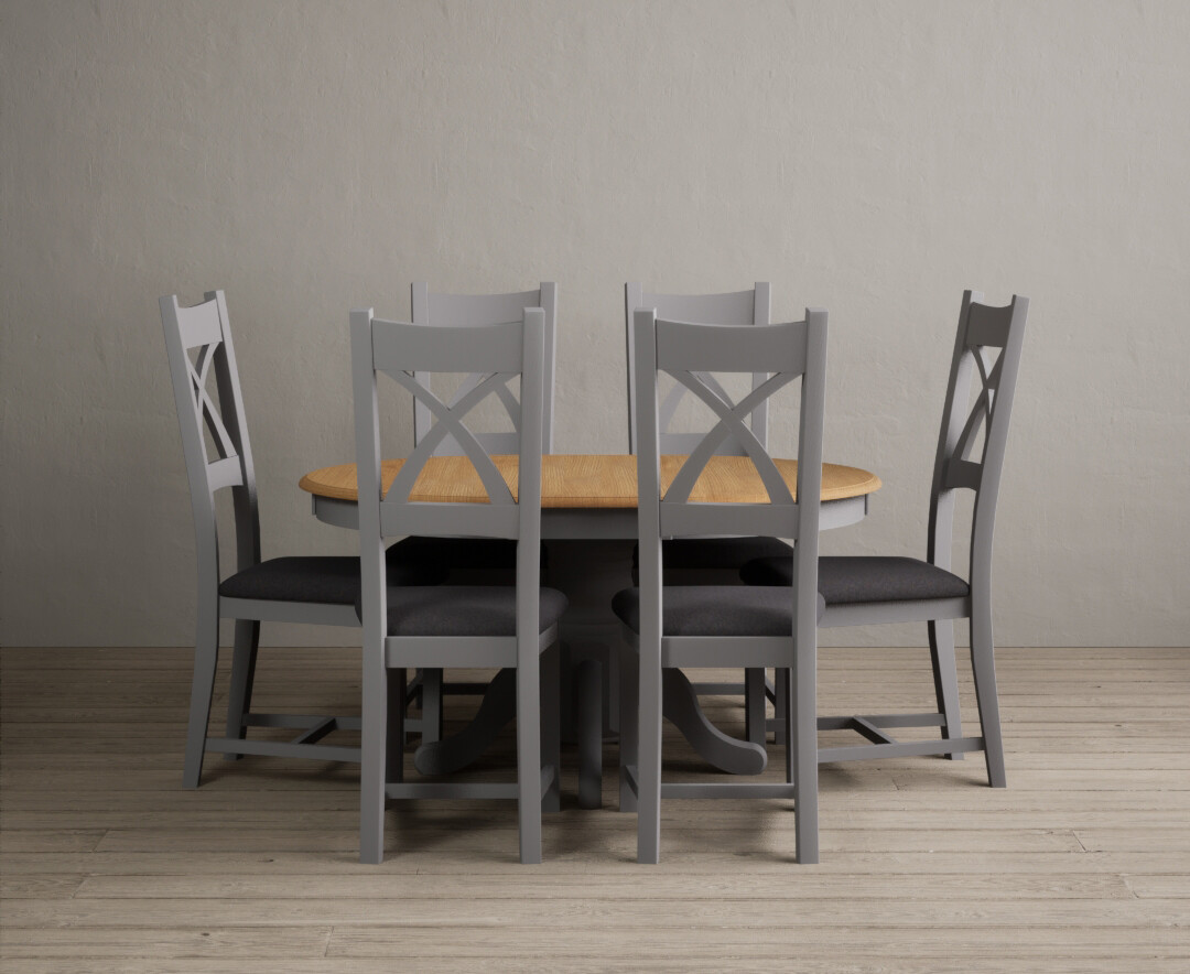 Colby 200cm Oval White Marble Dining Table with 6 Grey Sienna Chairs
