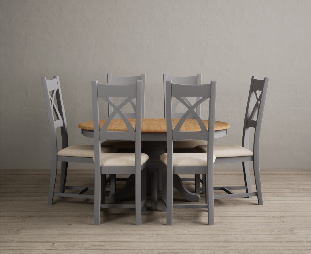 Colby 200cm Oval White Marble Dining Table with 6 Grey Lorenzo Chairs