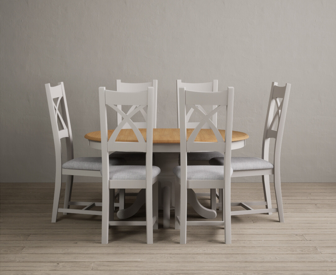 Colby 200cm Oval White Marble Dining Table with 6 Grey Sienna Chairs