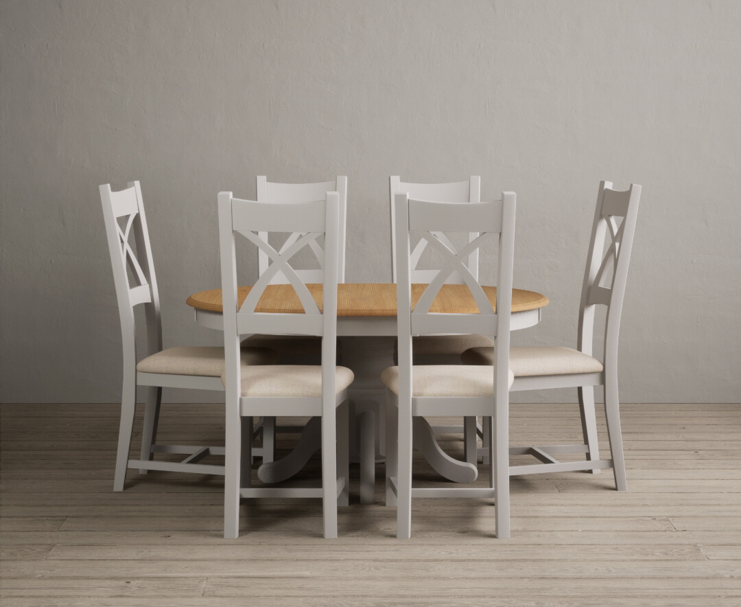 Colby 200cm Oval White Marble Dining Table with 6 Grey Sienna Chairs