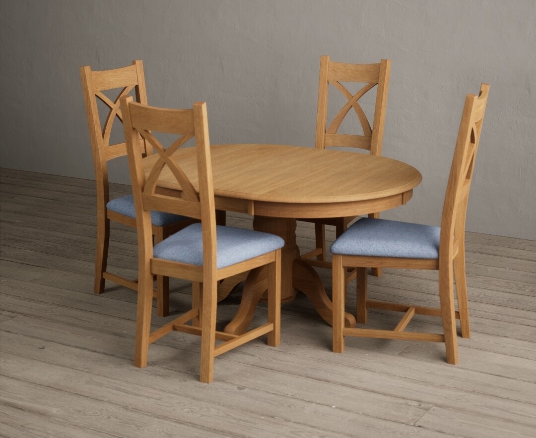 York 150cm Solid Oak Dining Table with 4 Light Grey York Chairs and 2 Oak Benches