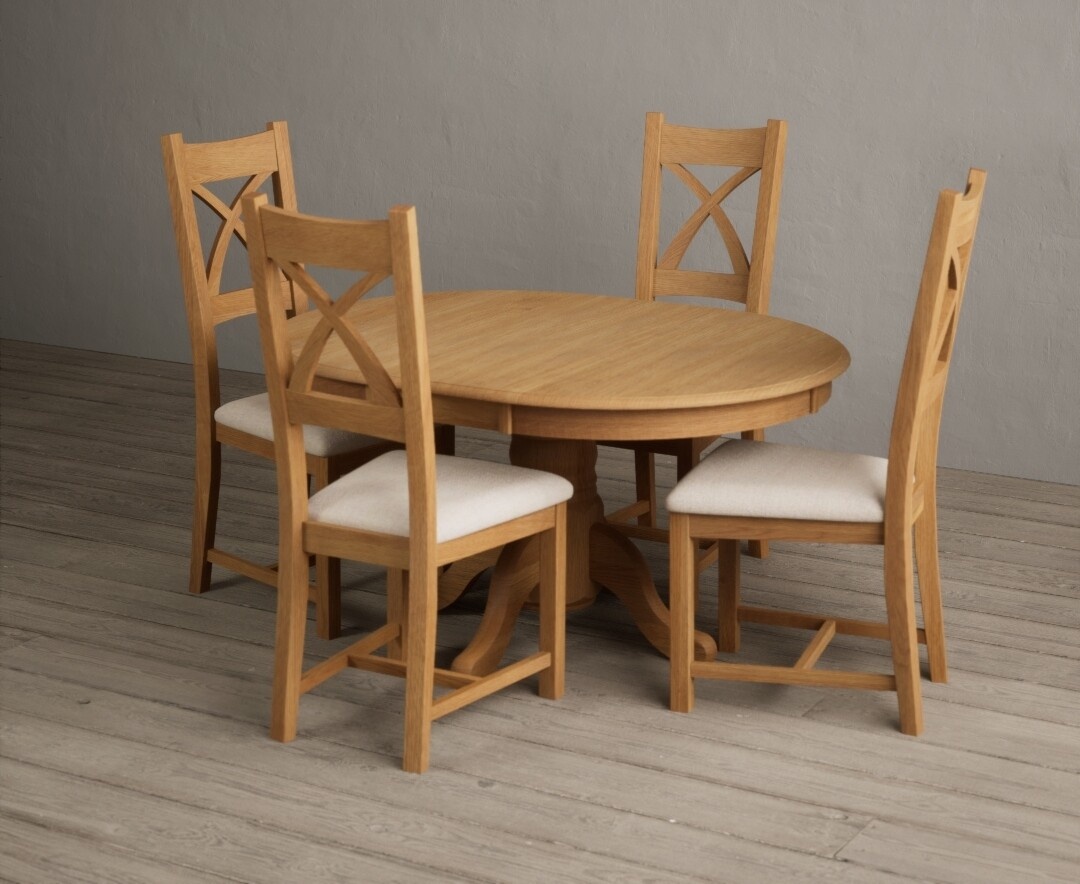York 150cm Solid Oak Dining Table with 4 Light Grey York Chairs and 2 Oak Benches