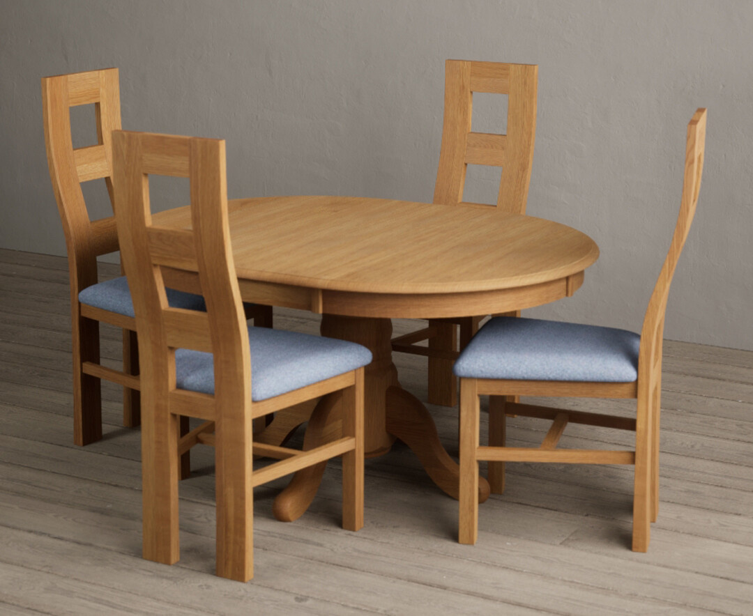 York 150cm Solid Oak Dining Table with 4 Light Grey York Chairs and 2 Oak Benches