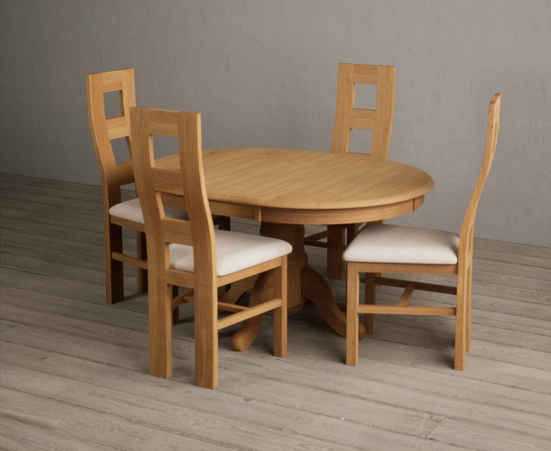 York 150cm Solid Oak Dining Table with 4 Light Grey York Chairs and 2 Oak Benches